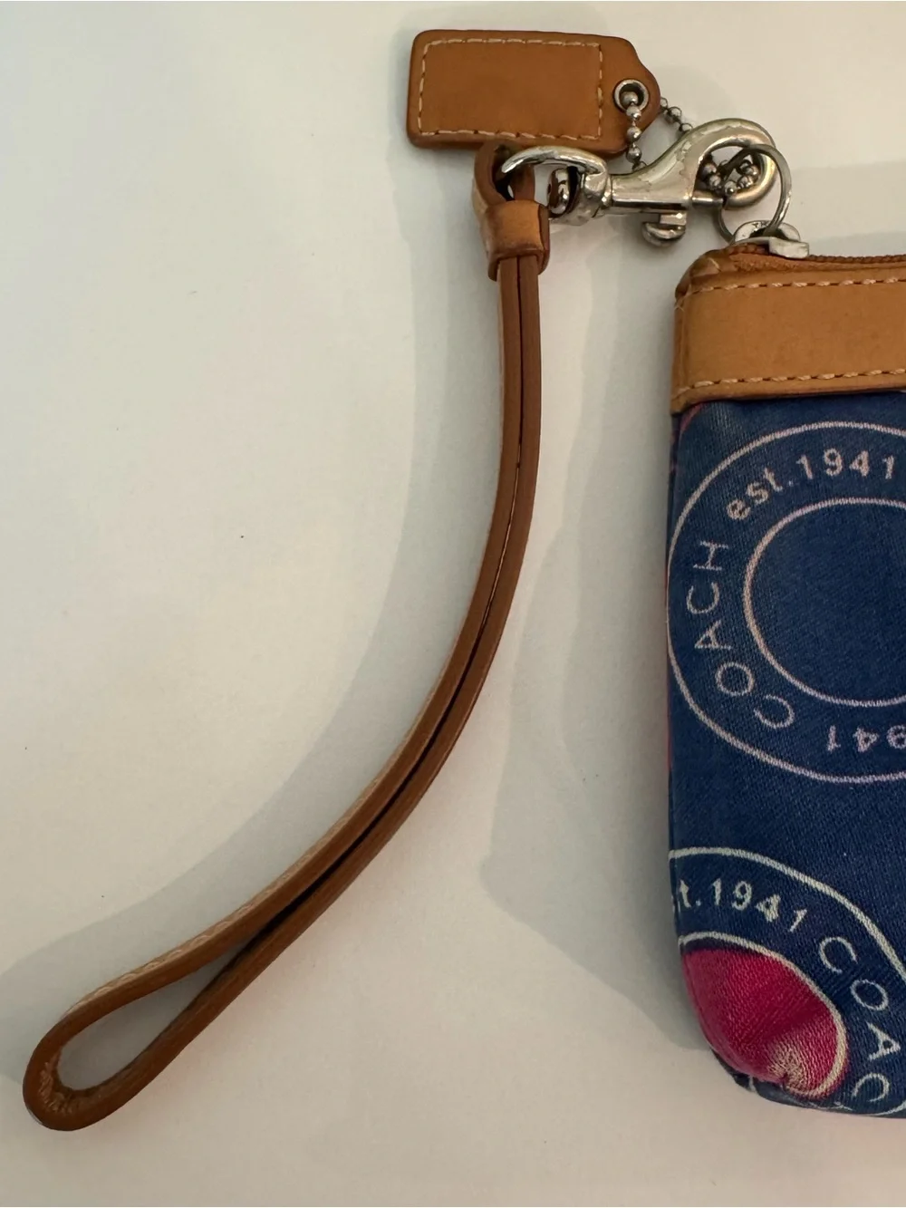 COACH Polka Dot Leah F14667 Red White And Blue Wristlet
